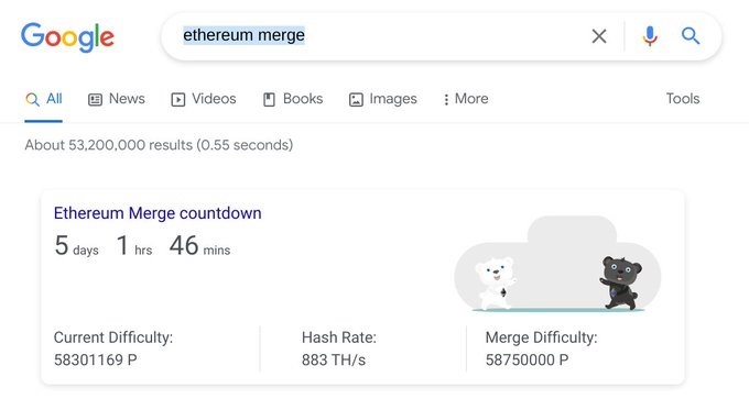 شمارش معکوس گوگل برای مِرج (Merge) اتریوم